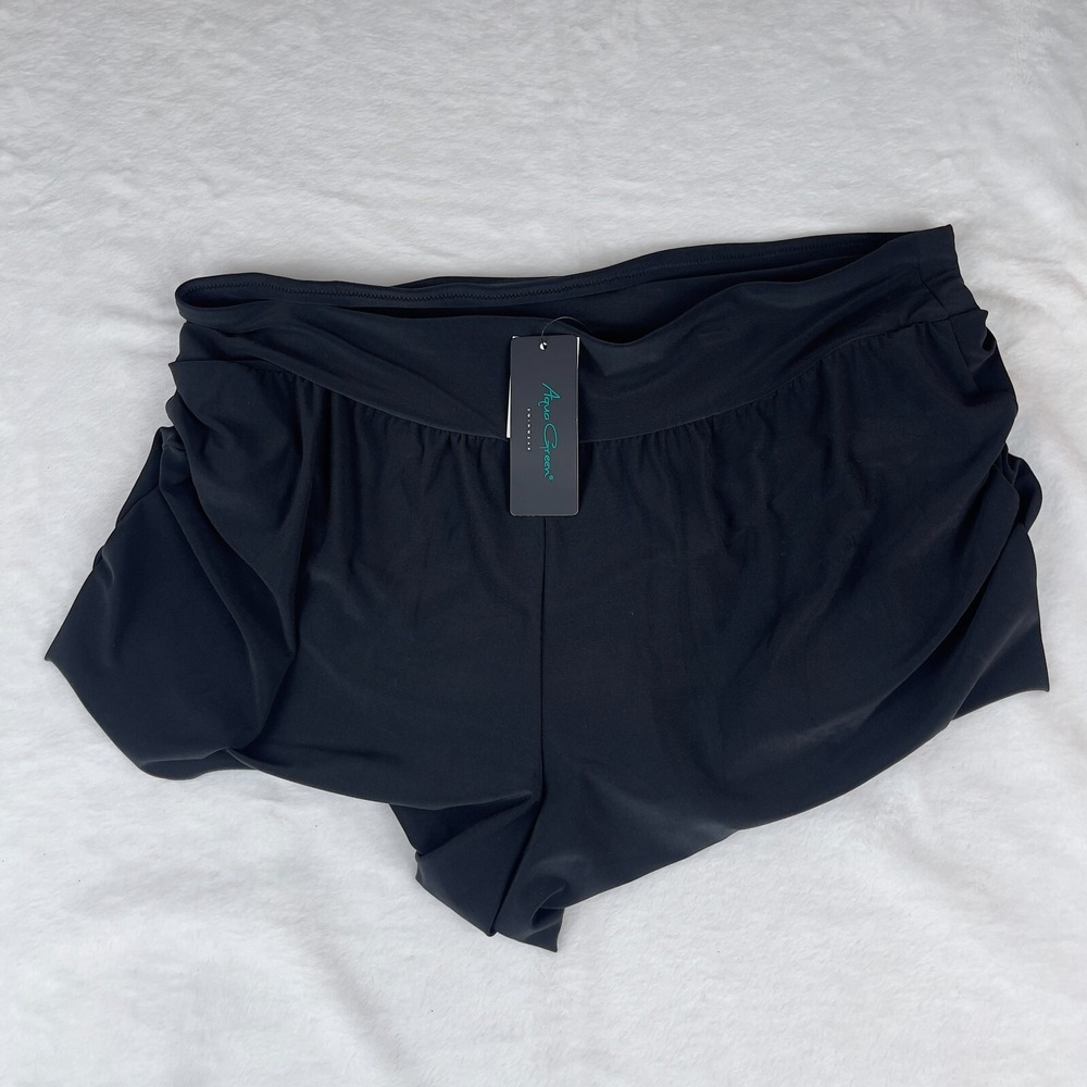 Aqua Green Sport Swim Shorts Womens XL Black‎ Comfort Elastic Waistband UPF 50